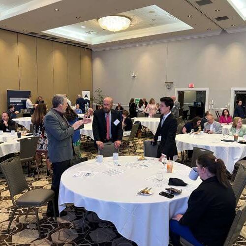 event tables and people seated at them